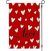 ARGOOFG Valentines Day Love Garden Flag 12x18 Inch Double Sided Outside Heart Valentine Decorations Outdoor Seasonal Yard Flag