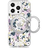 FEWGEY for iPhone 16 Pro Max Case with MagSafe Stand Ring for Women, Cute Spring Floral Design with 360° Kickstand Holder Magnetic Shock Proof Heavy-Duty Protection Purple Flower