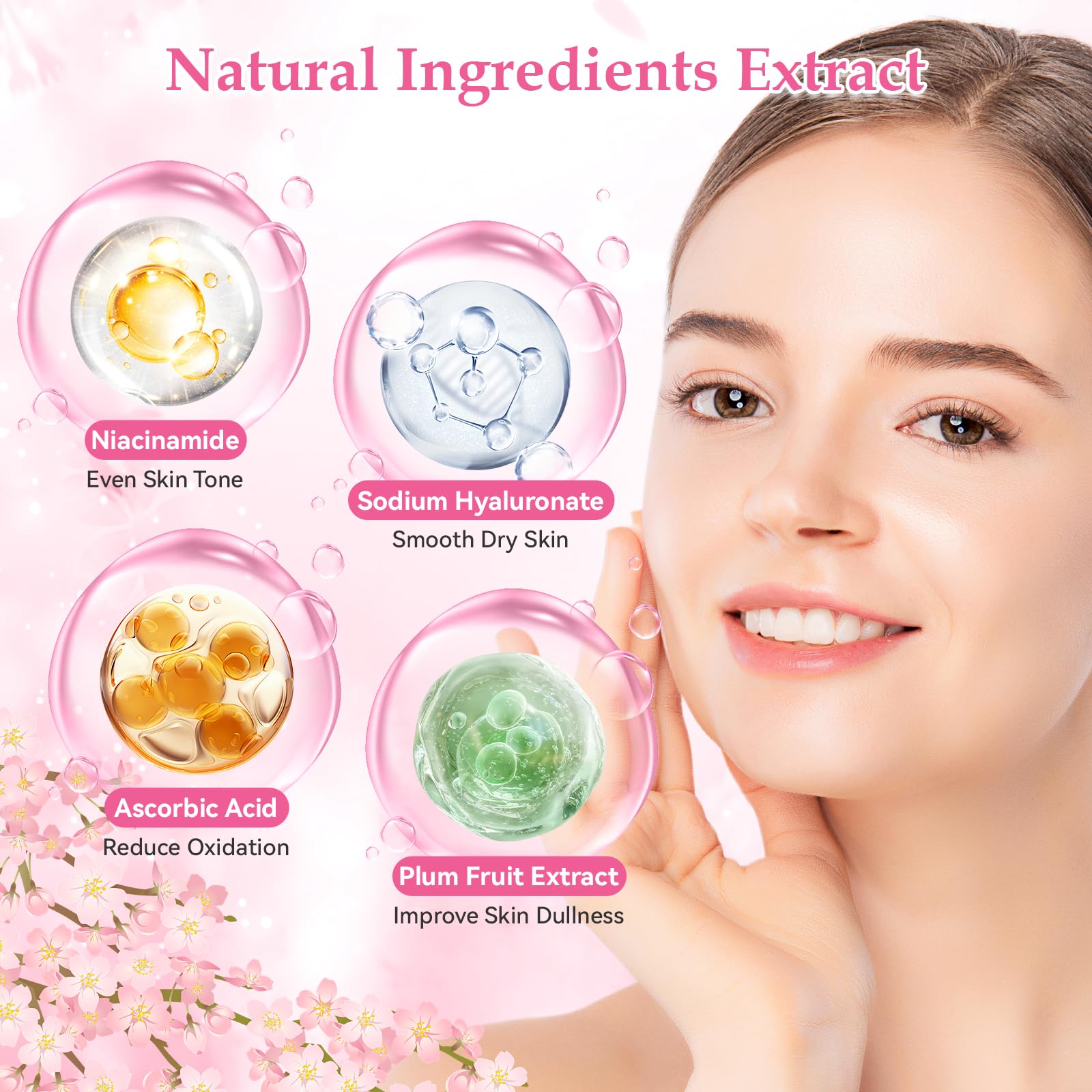 Sakura Skincare Set, Sakura Skin Care for Teens 10-12, Gentle Moisturizing Face Care Kit with Cleanser, Toner, Serum, Eye Cream & Cream, Travel Size Facial Kit for Women Girls