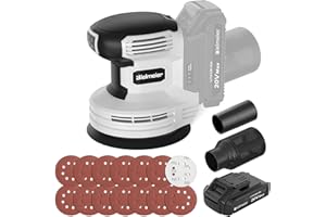Bielmeier 20V Cordless Random Orbital Sander Kit with Vacuum Attachment,2.0Ah Battery,6 Variable Speed Electric Hand Sander with 15-Piece Hook & Loop Sandpaper for Woodworking Sanding