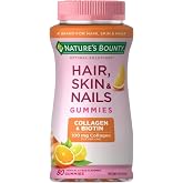 Nature's Bounty Optimal Solutions Hair, Skin &amp; Nails with Biotin &amp; Collagen | Citrus-Flavored Gummies Vitamin Supplement, 2500mcg per 2 Gummies, 80 Count, 40 Total Servings