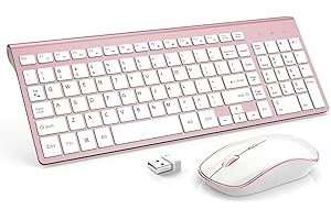 J JOYACCESS Wireless Keyboard and Mouse Combo, Stylish Compact Full-Size Slim Keyboard and 2400 DPI Stream-line Optical Mouse