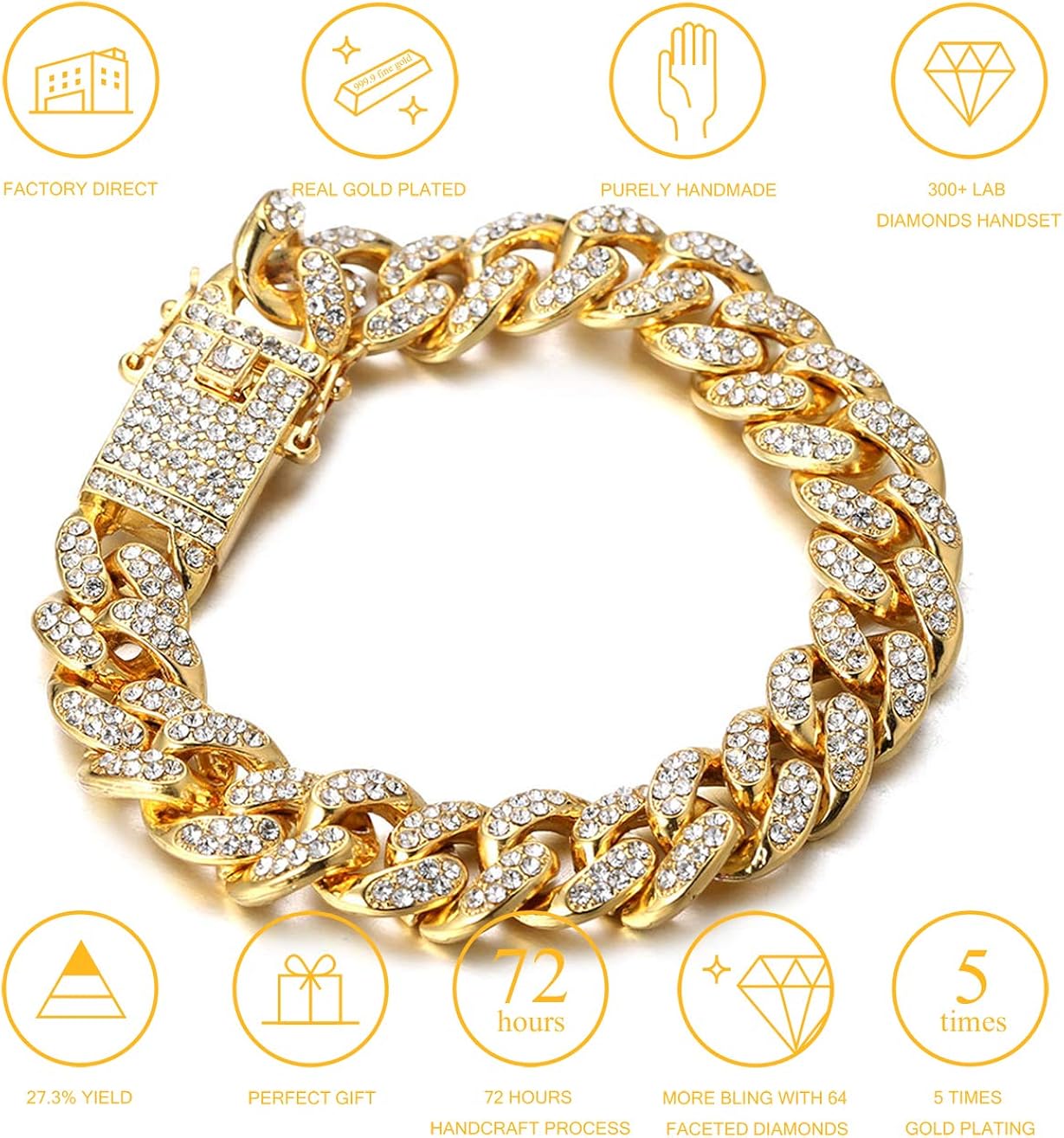 Halukakah Cadenas de Oro Hombre,18k Oro Verdadero/Blanco Oro Plateado