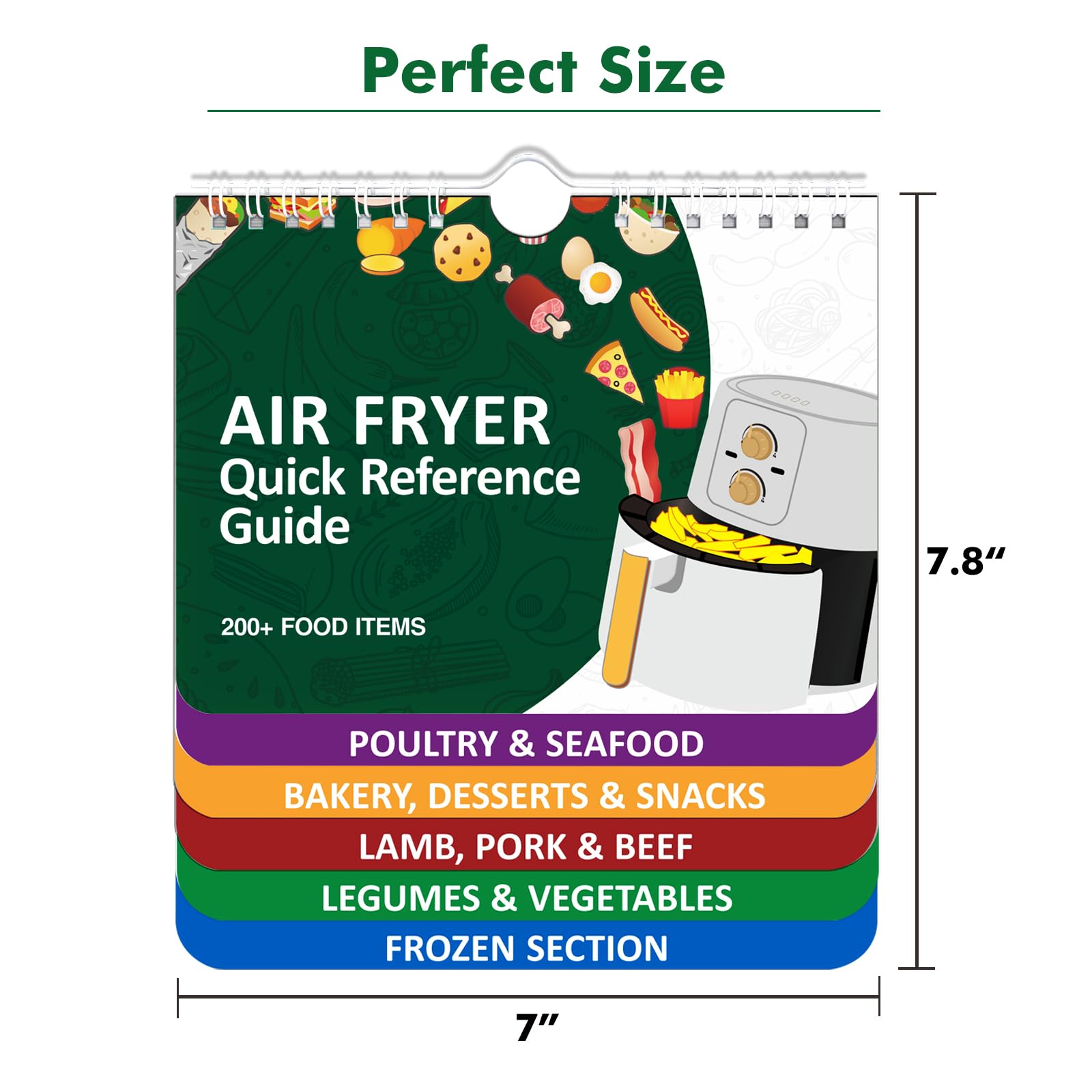 我 已于 16:01 发送 𝑶𝒗𝒆𝒓 200 𝑭𝒐𝒐𝒅𝒔 Air Fryer Cheat Sheet Magnets Cooking Guide Booklet, Air Fryer Cooking Guide Magnetic Cookbook, Magnetic Cheat Sheet Set