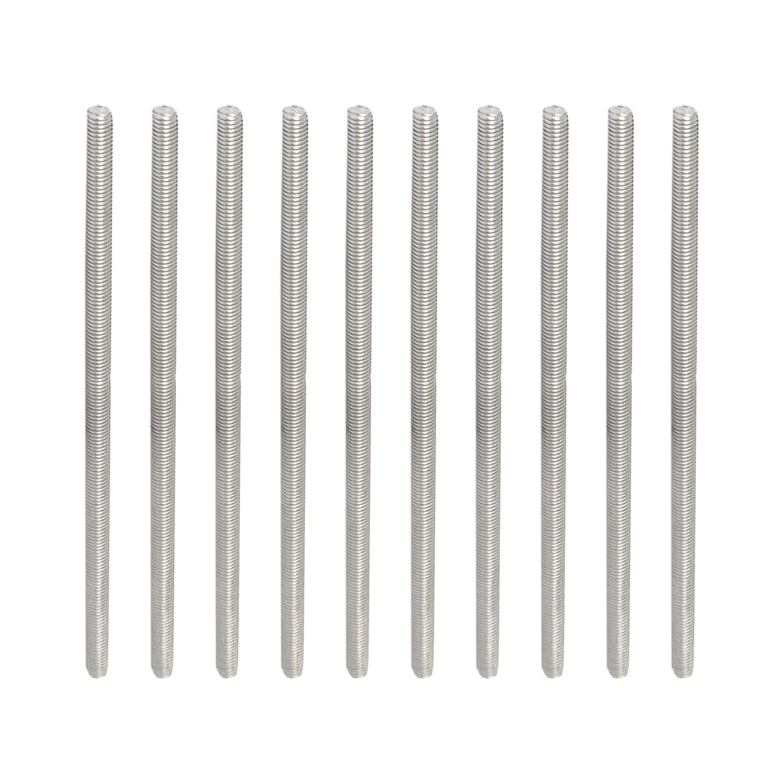 Rebower Fully Threaded Rod 304 Stainless Steel Rod Bar Studs, [for Hanger and U-Bolts] - M5 x 130mm Male Threaded/Silver/10Pack