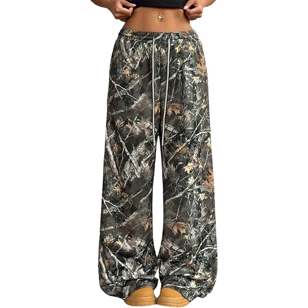yumin ha beetle camo ハーフパンツ　y2k 平成　L Amazon.com: SOLY HUX Women's Camo Pants Wide Leg Baggy Sweatpants
