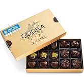 Godiva Gold Dark Chocolate Gift Box, Belgian, Gourmet, 15 Pc | All-dark chocolate, Pralines, ganaches &amp; caramels, Kosher, Satin gold box, Keepsake design, Great for gifting