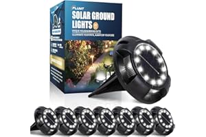 Flumy Solar Ground Lights, Solar Lights Outdoor Waterproof, 16 LED Upgrade Solar Disc Lights for Garden, Landscape Sidelight for Yard Patio Pathway Lawn Pool Deck Walkway, 8 Pack White