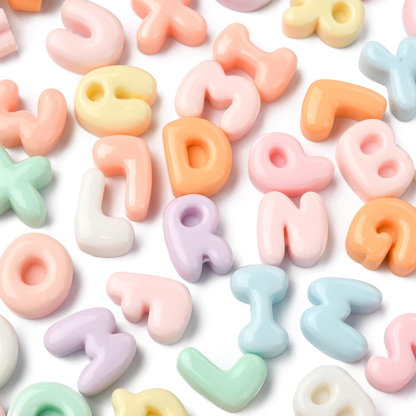Ipotkitt 200 Pcs Colourful Resin Letter Cabochons Random Shape Initial Word Flatback Charms Alphabet Cabochons Embellishments for DIY Necklace Jewellery Making Crafts