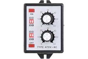 Hyuduo Twin Timer Double Timer Relay Switch, Adjustable 6-60m Delay Time with Plastic Dustproof Box, 220V 5A Stable Control f