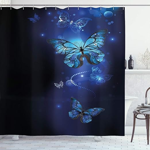 Amazon Com Ambesonne Dark Blue Shower Curtain Fantasy
