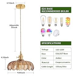 Shenmoyl Pendant Light with Amber Scindapsus Glass