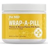 Pet MD Wrap A Pill Cheese & Bacon Flavor Pill Paste for Dogs - Make a Pocket or Pouch to Hide Pills & Medication 4.2 oz