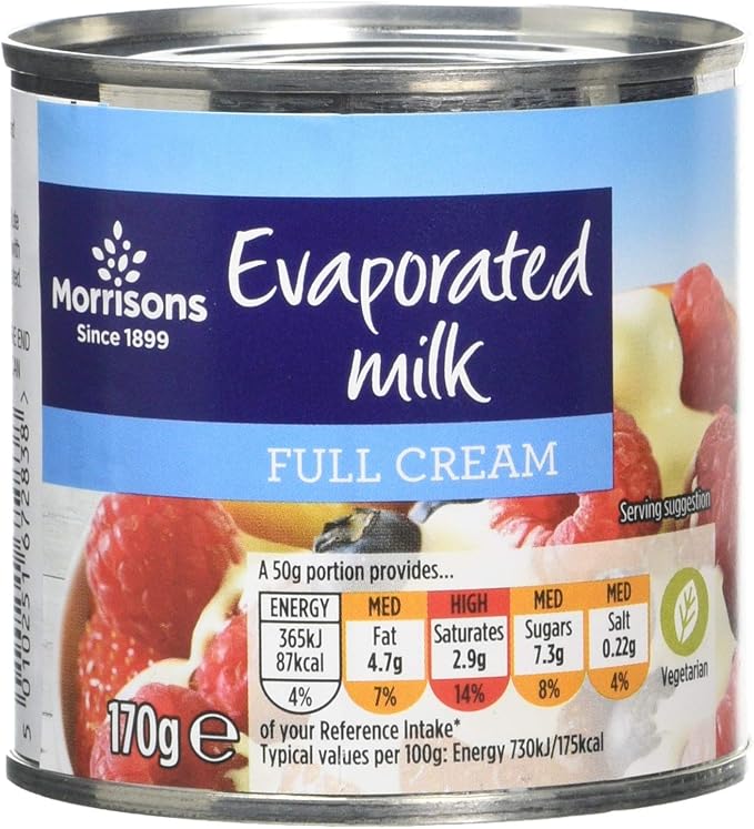 Morrisons Evaporated Milk Full Cream, 170 g, Pack of 24 Amazon.co.uk