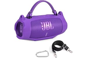 NIFUYOP Silicone Case for Charge 6 Portable Bluetooth Speaker, Waterproof Soft Travel Cover with Detachable Shoulder Strap and Carabiner, Protective Skin Case for Charge 6 Wireless Speaker Accessories, Purple