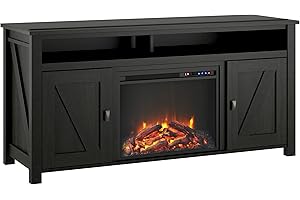 Ameriwood Home Farmington Electric Fireplace TV Console for TVs up to 60", Black Oak