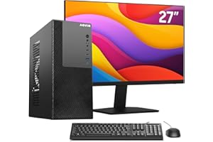 AQVIN MTX60 Business Desktop PC Tower with 27" Monitor | Intel Core i7 Up to 4.60GHz | 16GB DDR4 RAM | 512GB SSD | WiFi & Blu