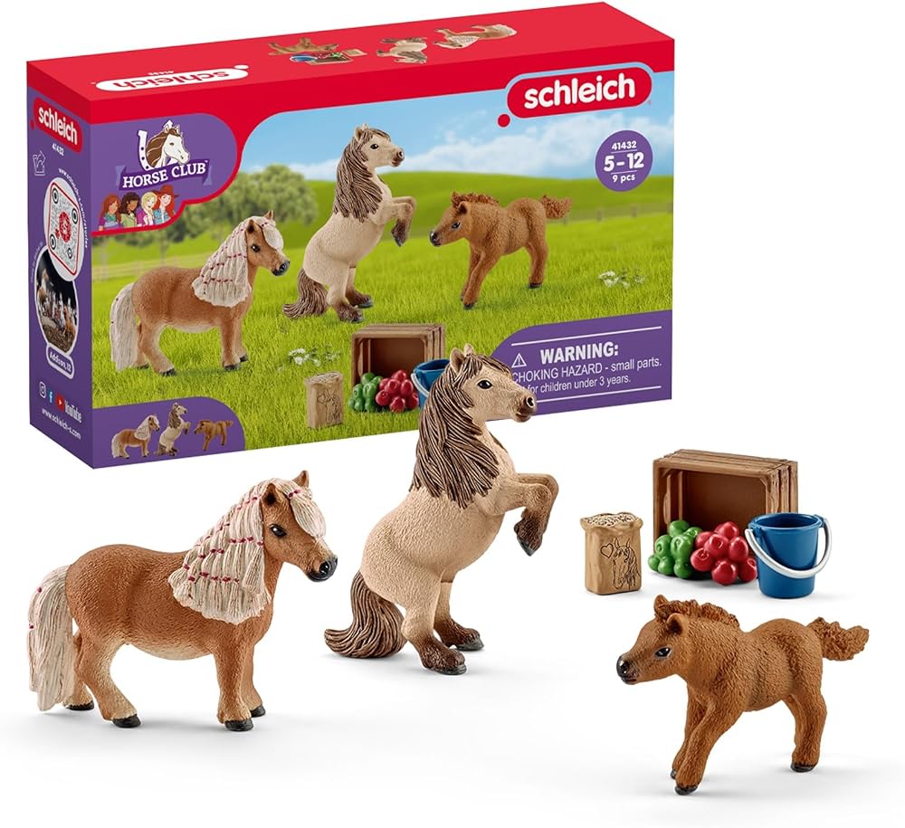 Schleich Horse Club 8Pc Miniature Shetland Pony Family