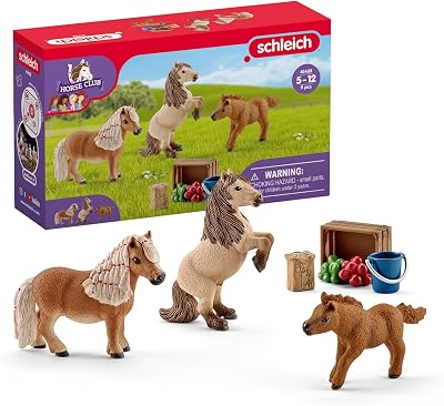 Schleich Horse Club 8Pc Miniature Shetland Pony Family