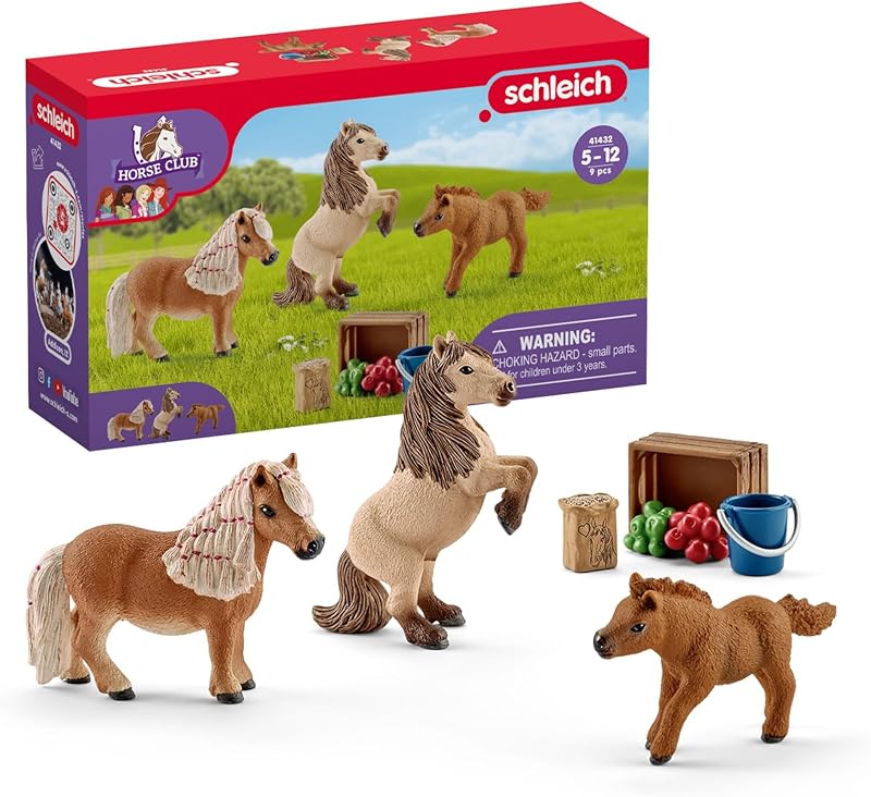 Schleich Horse Club 8Pc Miniature Shetland Pony Family