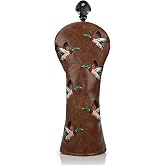 Acebirdie Mallard Golf Club Covers Premium Leather Vintage Golf Headcovers | Advanced Embroidery Driver Headcovers Fairway Wood Cover Hybrid Headcovers Mallard Golf Head Covers Must Have Golf Gifts