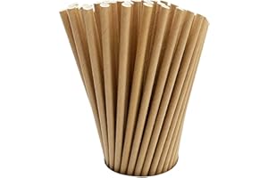 GDMINLO 100 Pack Kraft Paper Straws Biodegradable co-Friendly Drinking Bulk for Party Supplies, Bridal/Baby Shower, Birthday, Mixed Drinks, Weddings, Restaurant, Food Service