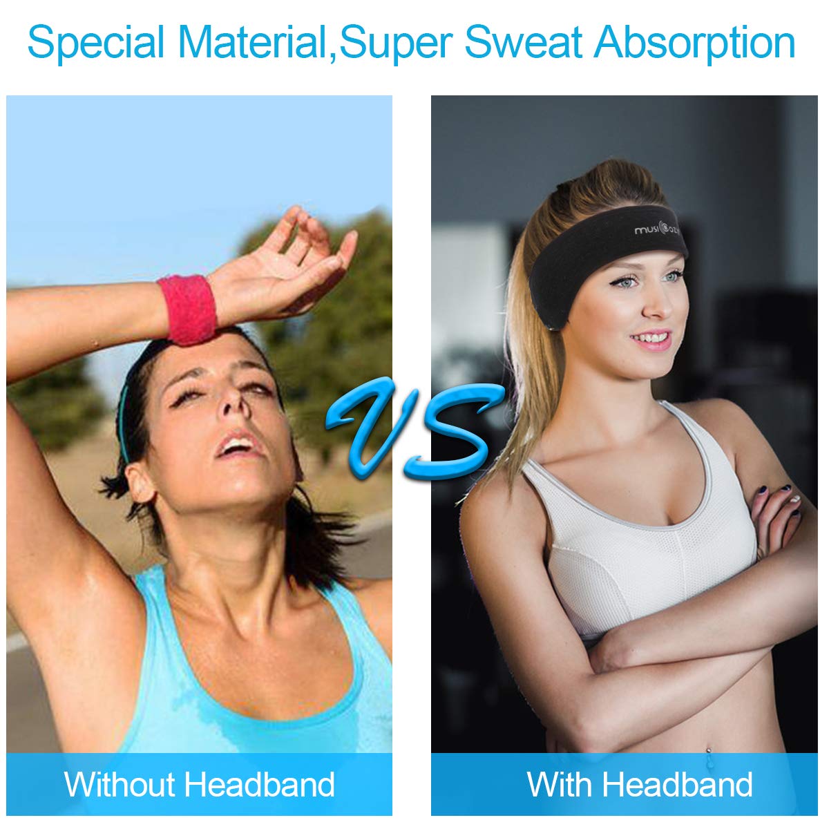 Sleep Headphones Bluetooth,Upgraded Bluetooth Sports Headband Headphones Wireless Sports Music Running Headset Washable Adjustable for Women Men (Black)