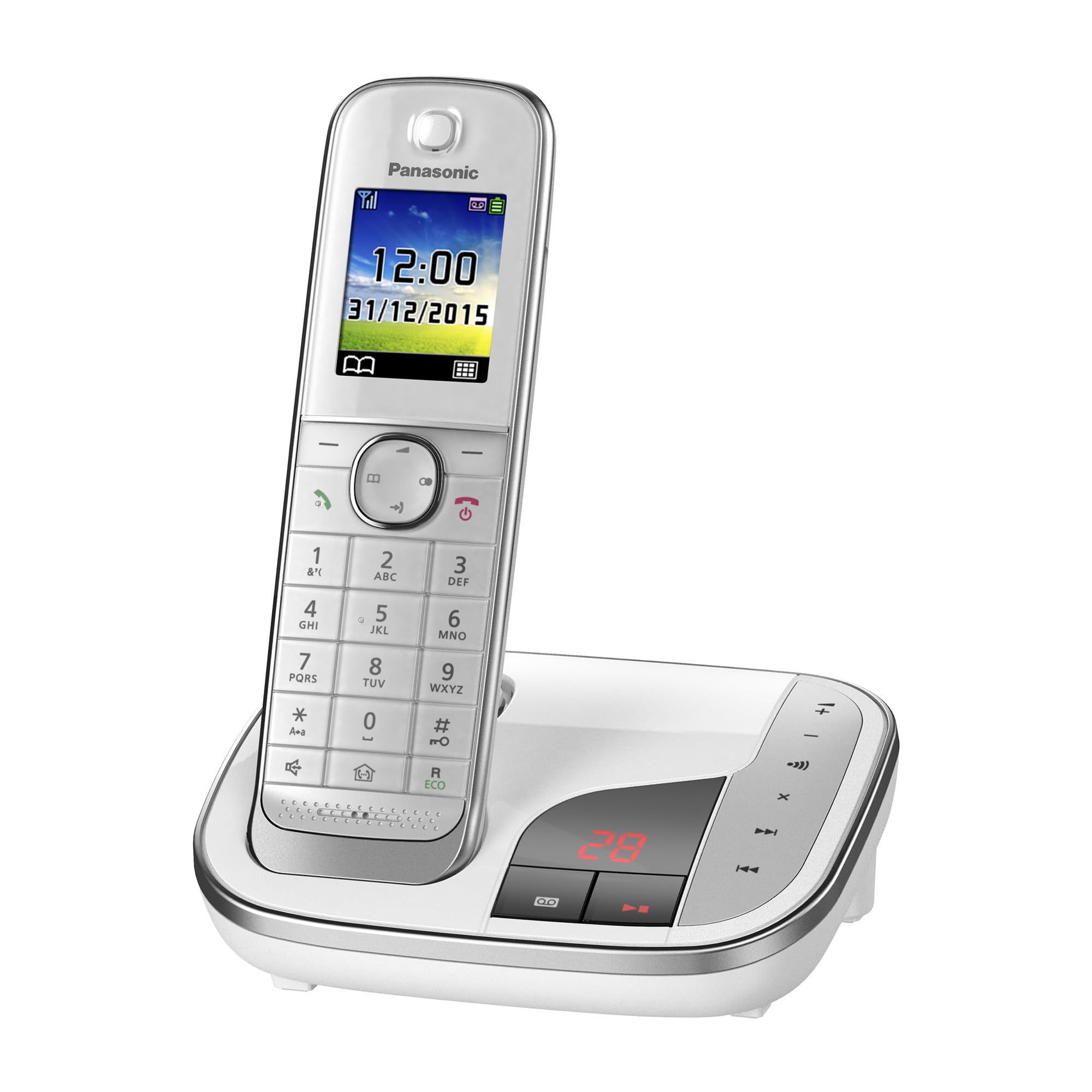 Panasonic KX-TGJ320GW Schnurlostelefon mit Anrufbeantworter, Freisprecheinrichtung, Farb-LCD, DECT-Sicherheit, Strahlungsarm, langlebiger Akku, Schwarz