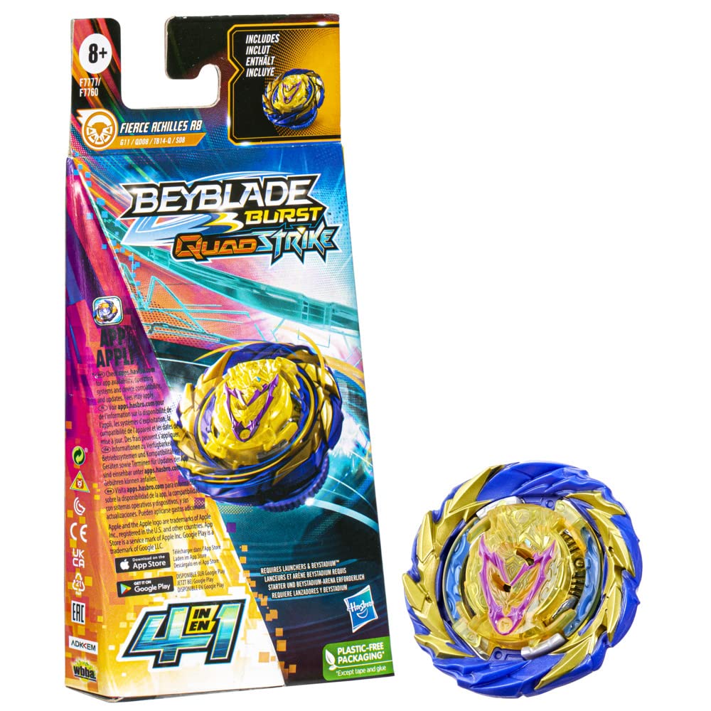 Beyblade Burst QuadStrike, Single Pack Fierce Achilles A8, Toy for Children from 8 Years