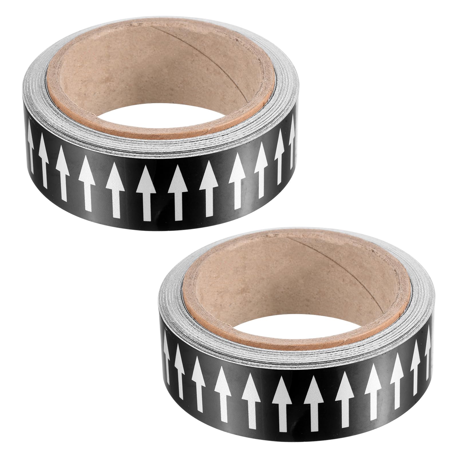 PATIKIL Flow Arrow Tape, 2 Roll Polyethylene Pipe Marking Sticker with Reflective Strip, Waterproof Heat Resistant, for Pipe Flow Directional Identification, 1.2 Inch x 33 Ft, Black/White