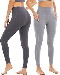 YOUNGCHARM 4 Pack Leggings with Pockets for