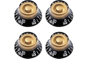 Banworks Electric Guitar Control Knobs 2 Tone 2 Volume '50s Style Knobs Metric 6mm (15/64") 18-Spline Bell Top Hat Knobs for Epiphone Les Paul LP SG Electric Guitars Pack of 4 JT/XN-01 Golden/Black