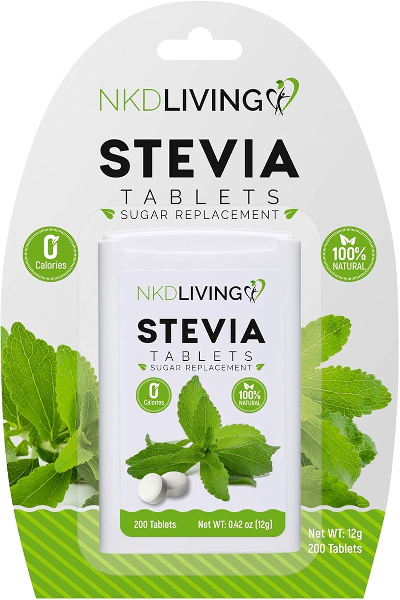 NKD Living Pure Stevia Sweetener Tablets 200 Non-Bitter 98% Reb-A