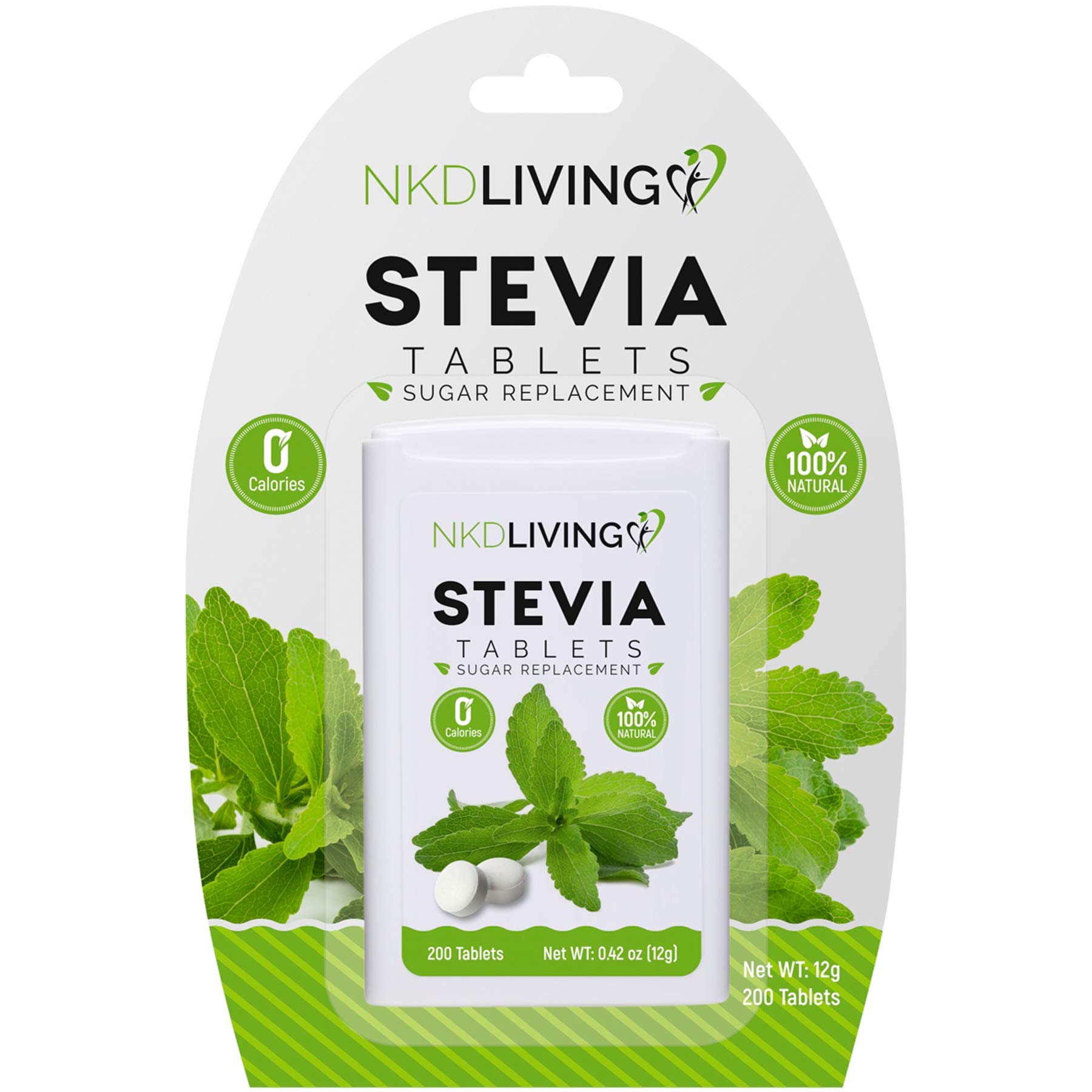 NKD Living Pure Stevia Sweetener Tablets - 200 Tablets - Non-Bitter