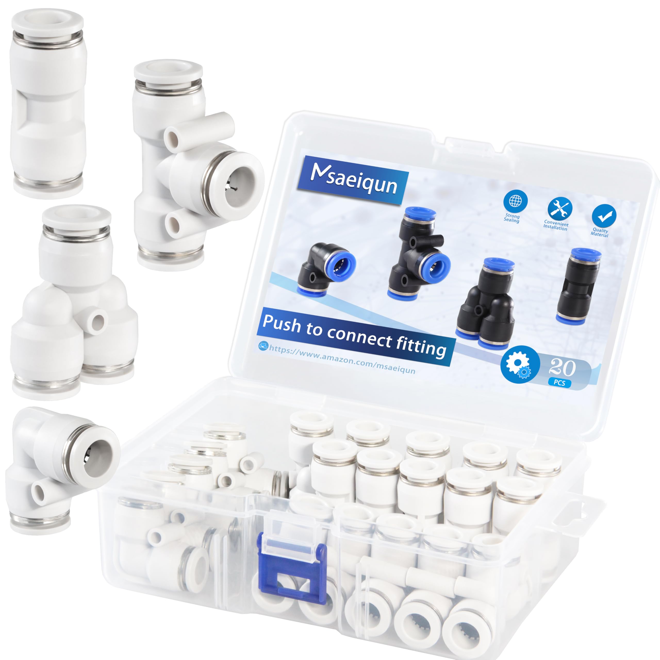 MSAEIQUN 20 Pcs 3/8 Inch od Push to Connect