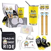 Kolewo4ever 9 Pieces School Bus Driver Appreciation Gifts 20oz Tumbler Cup Acrylic Heart Bus Driver Pot Holder Heat Resistant Oven Pads Silicone Spatula Rubber Christmas Gifts for Buses Driver