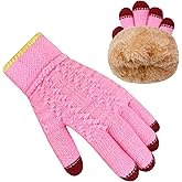 HOPSOOKEN Kids Winter Gloves Boys Girls Children Fleece Knitted Warm Gloves Thermal Snow Mittens for Cold Weather 3-8 Years