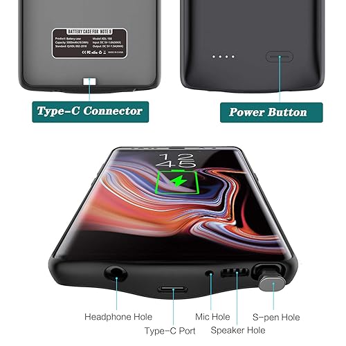 AEDLYK Battery Case for Galaxy Note 【5000mAh】 Portable
