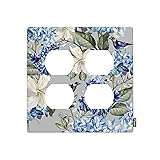 Pznen 2 Duplex Outlet Plates, Blue Floral Spring