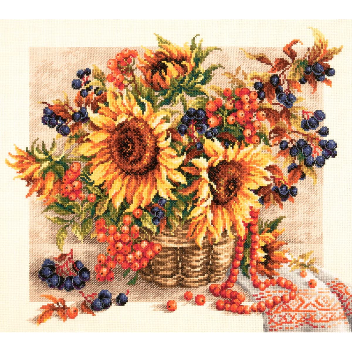 Magic Needle 40-76 ZW Birdberry Garland Counted Cross Stitch Kit with Zweigart Edition Cotton Multi-Coloured 40 x 34 cm