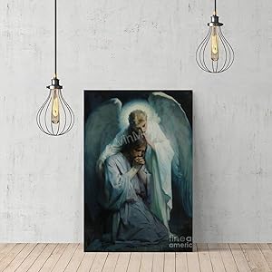 VinMea Wooden Frame Art Prints of Oil Paintings - Agony-in-The-Garden-Frans-Schwartz Home Decor in Office Bedroom Living Room 8"X12"