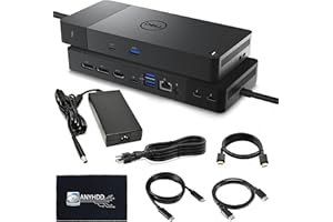 ANYHDD Dell WD22TB4 Docking Station Bundle Dell Thunderbolt 4 Dock - 1 Year Warranty with 180W AC Adapter + HDMI Cable + DisplayPort Cable + USB-C Cable + Microfiber Cloth - Dell Docking Station (New)