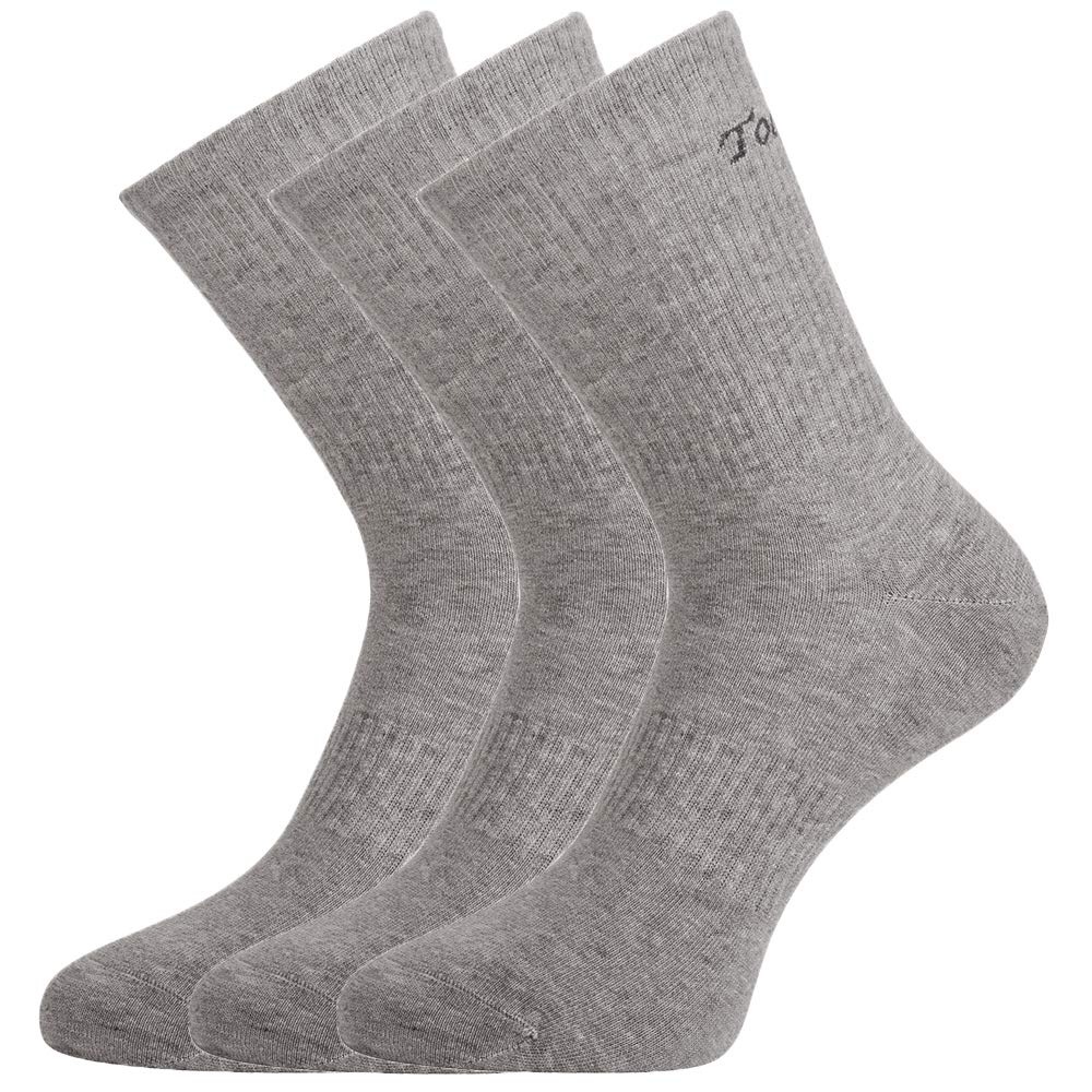 Toes&Feet Men's 3-Pack Grey Anti Athletes Foot Odor Resist Anti-Sweat Thin Cotton Crew Sports Socks