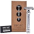 Parker 66R Twist-to-Open Double Edge Safety Razor with 5 Parker Platinum Blade Refills for Smooth and Close Shaves