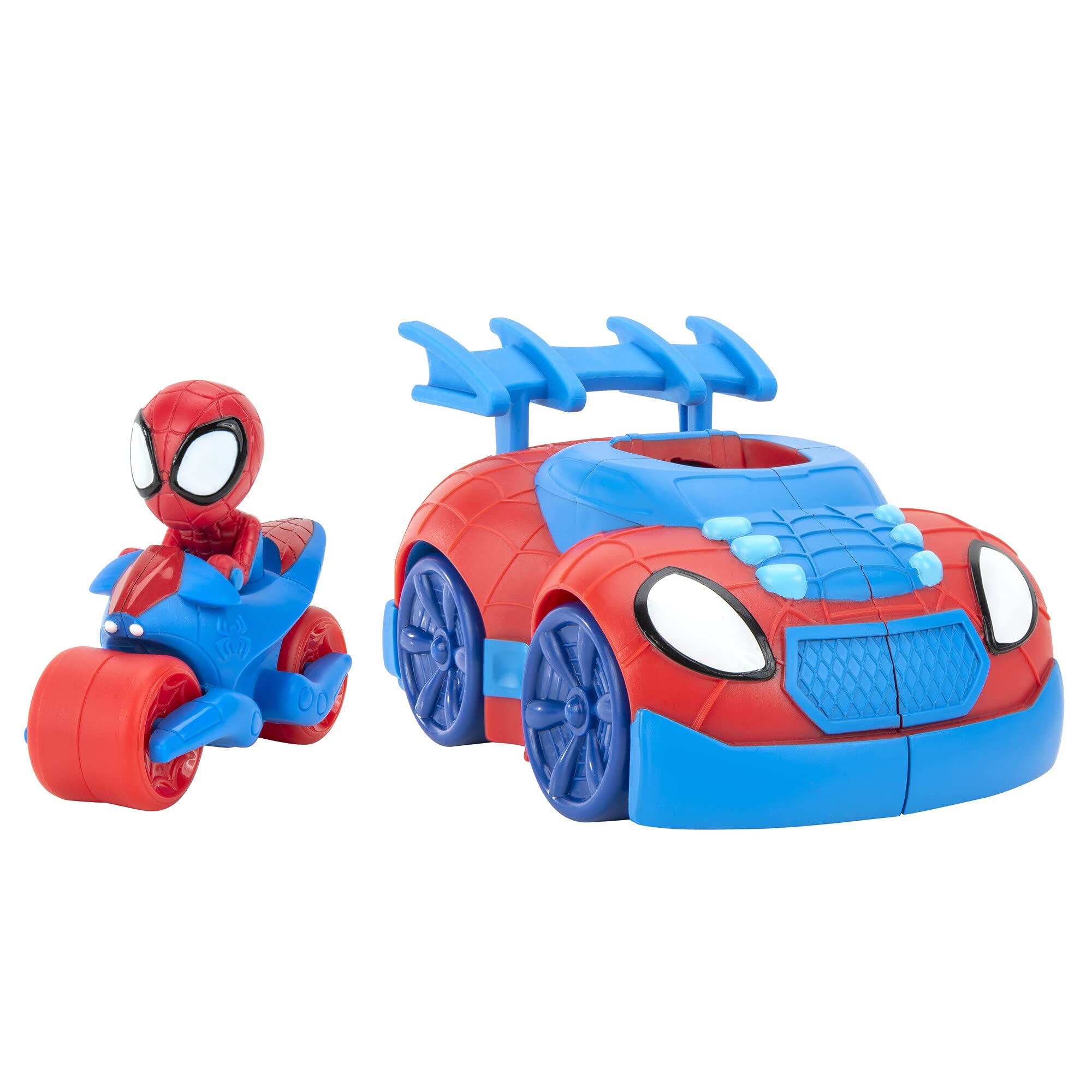 Marvel's Spidey and his Amazing Friends 2 n 1 Web Strike Feature Vehicle - Launch Spidey On His Web Cycle - Must-Have Toy For All Spidey Fans