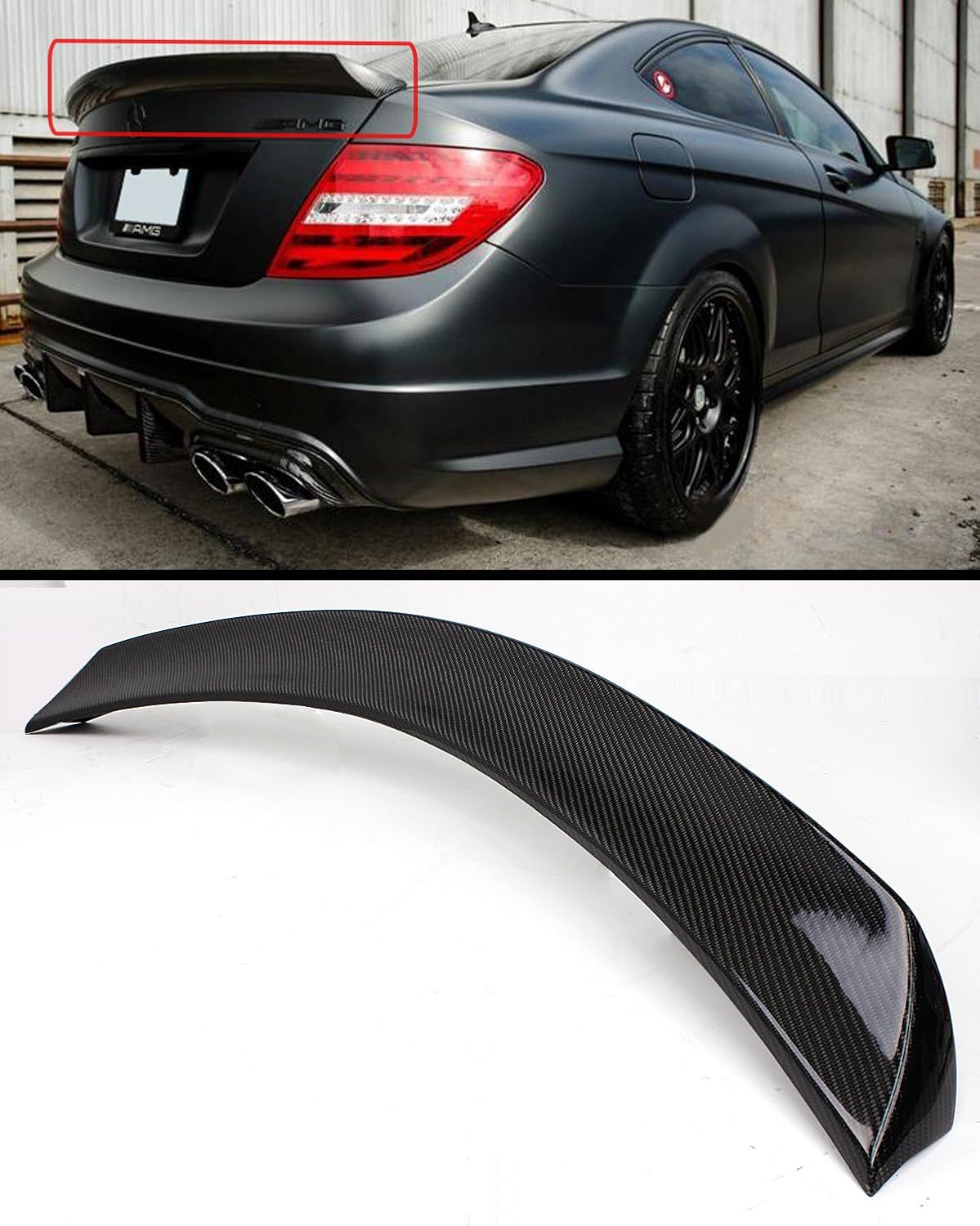 Cuztom Tuning Fits For 2011 2015 Mercedes Benz W204 C Class 2 Door Coupe Carbon Fiber High Kick Trunk Spoiler Amazon In Car Motorbike