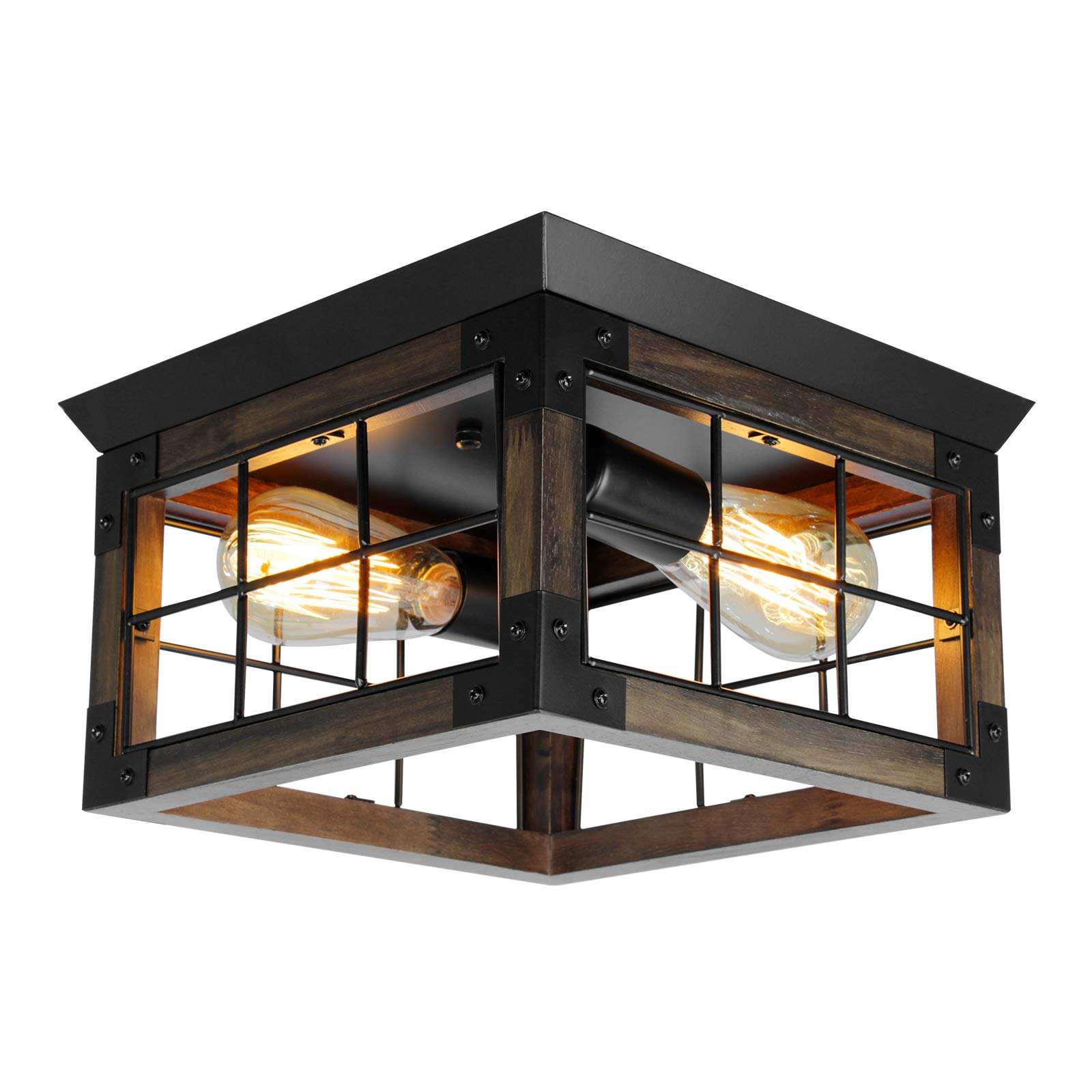 Photo 1 of JWLUYN Farmhouse Flush Mount Ceiling Light, 2-Lights Farmhouse Ceiling Light Fixture, Corner Farmhouse Kitchen Light Fixtures with E26 Socket, Rustic Light Fixtures for Dining Room Kitchen Entryway