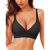 MOVINUN Womens Wireless Bra No Underwire Seamless Push Up Bra Comfort Full Coverage Padded Soft Vneck Everyday Bralette