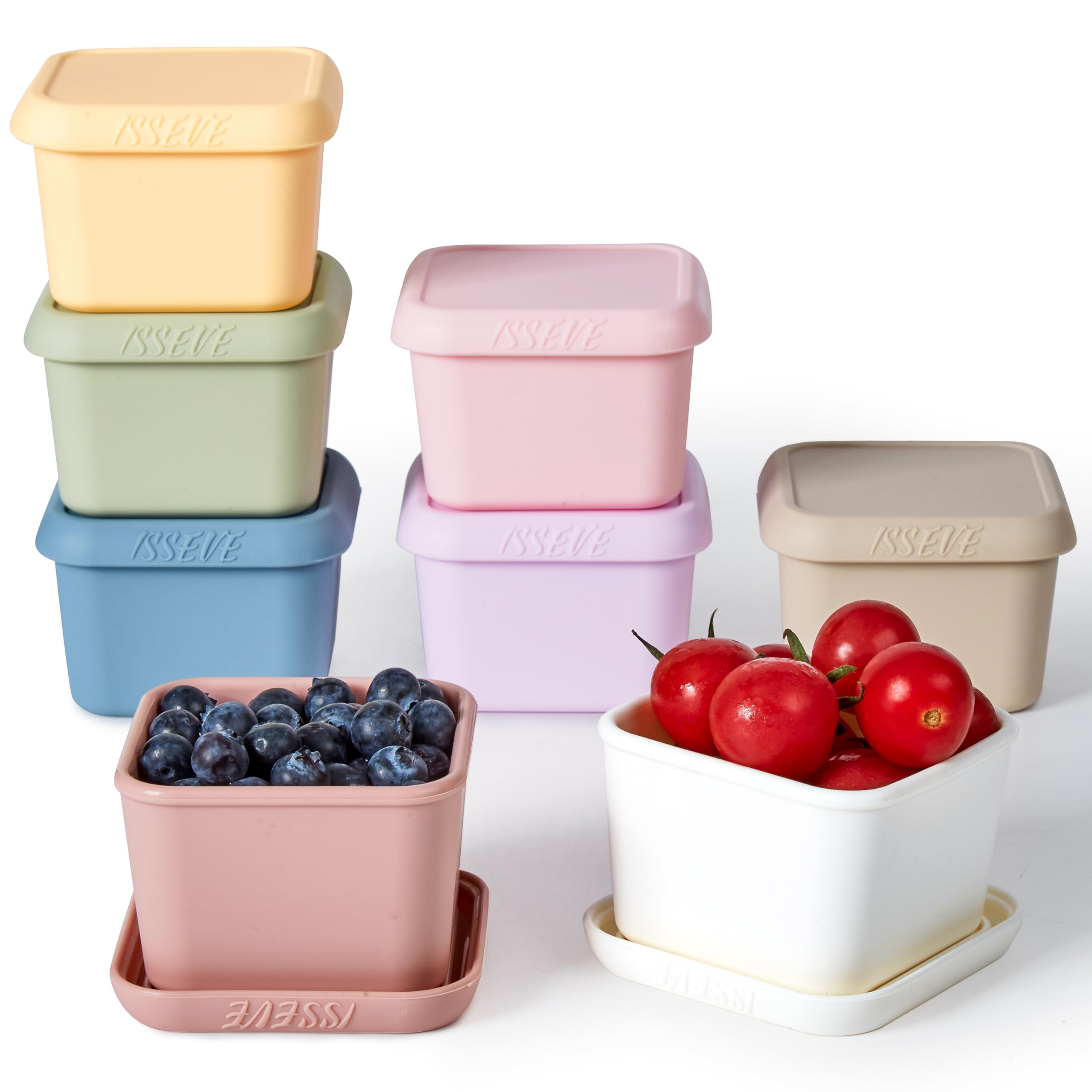 Photo 1 of ISSEVE 8Pack 6oz Silicone Snack Containers for Kids, Reusable Small Containers with Lids, Leak Proof Silicone Food Storage Containers, Stackable Kids Lunch Box for Daycare, School, Travel