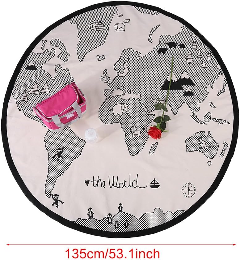 Baby Play Mat Round, 53 Inches Adventure World Map Carpet Crawling Mats Game Blanket Floor Fun Gym Play Mat Rug for Infant Kid - Image 3